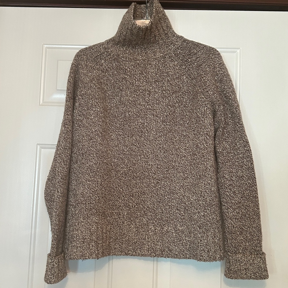 Express Merino Wool Turtleneck Sweater Brown/Cream Heather Vintage Y2K Classic